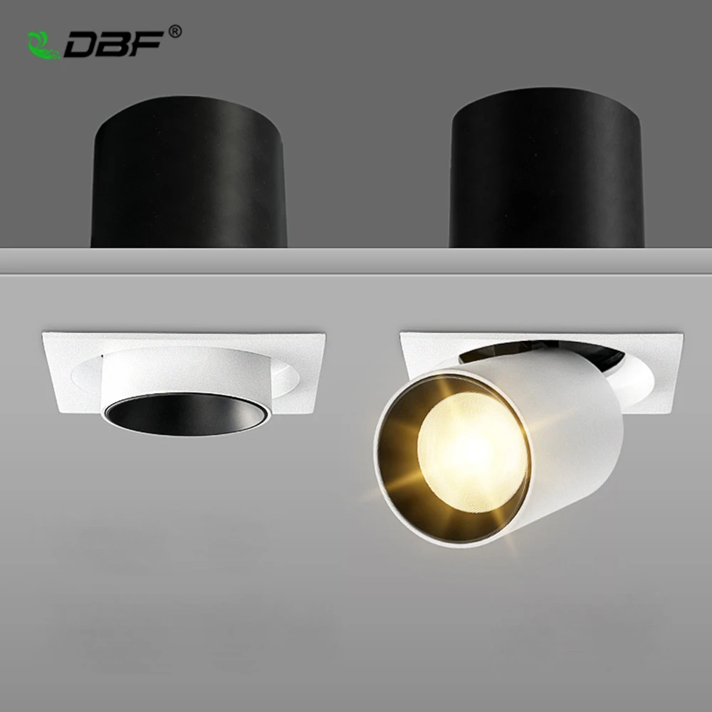 

[DBF]Square LED Downlights Dimmable 7W 10W 12W 360 Degrees Angle Rotatable Ceiling Spot Lights for Bedroom Kitchen Living Room