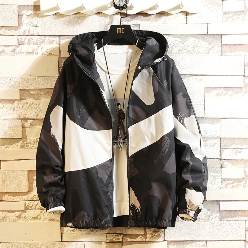 

2021 men's casual camouflage jacket fashion trend Slim handsome spring and autumn casual baseball uniform hoodie zipper shirt