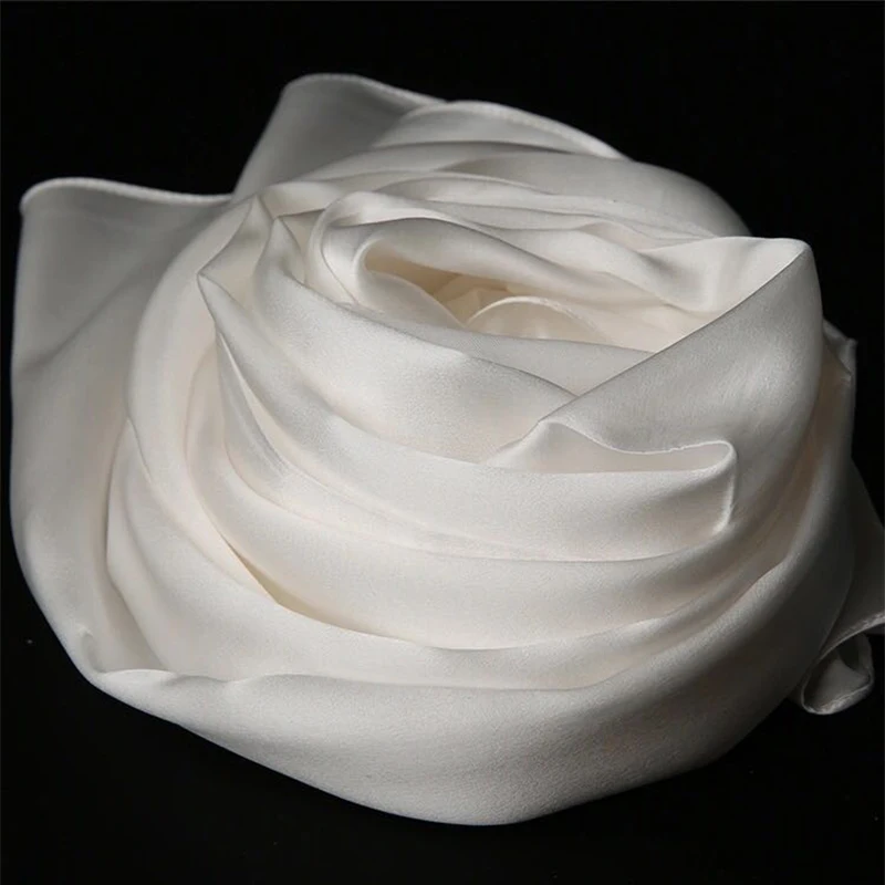 Женский атласный длинный шарф из натурального шелка роскошный брендовый мягкий