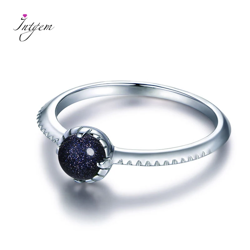 

Rings For Women With Bezel Setting Blue Sand Stones New Fashion 925 Sterling Silver Ring Bague Bijoux Fine Party Jewelry Gifts