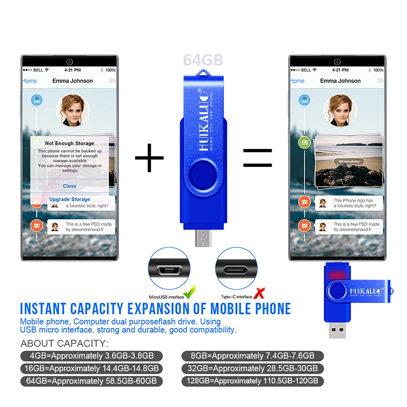 Красочный OTG USB флэш накопитель высокоскоростной Usb 2 0 128 Гб 64 ГБ 32 16 в 1 Micro карта