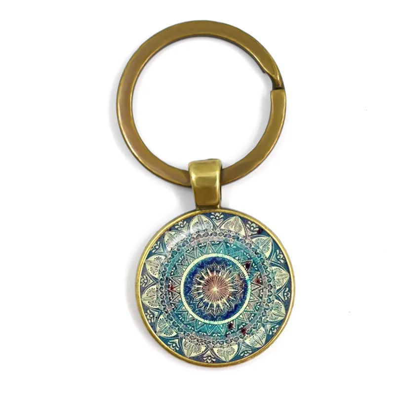 Браслет с изображением мандалы цветов ярких брелок кабошоном винтажное