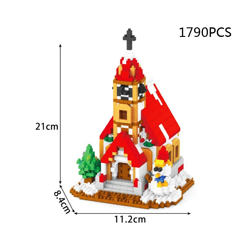 Строительные блоки для зимней сцены Рождественский собор микро Алмазная модель
