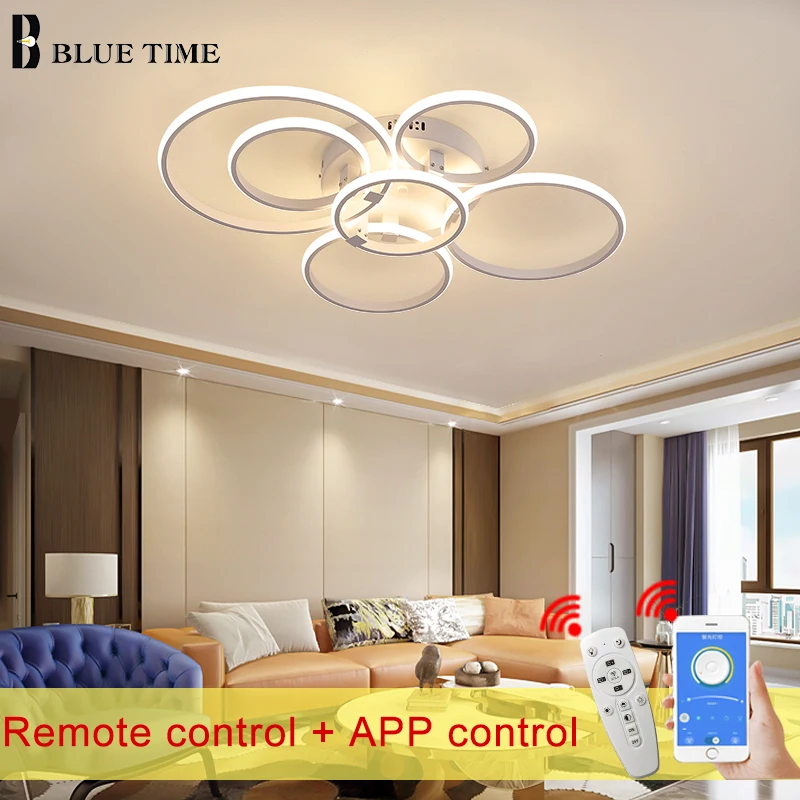 Круглые Кольца светодиодный люстры для гостиной спальни внутреннего освещения