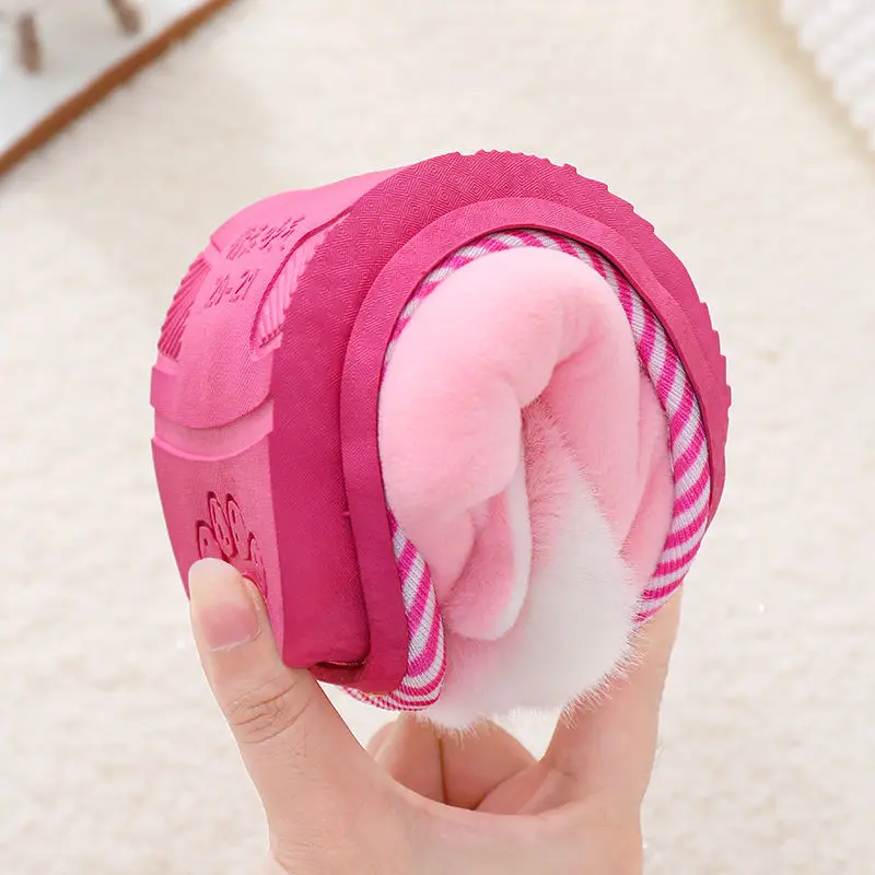 Розовые Тапочки с кроликом Милая детская зимняя домашняя обувь Детские плюшевые