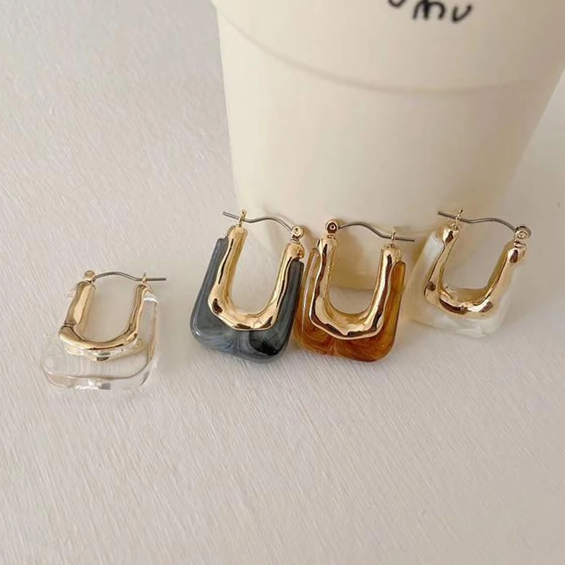 

Популярные большие акриловые серьги-капли для женщин 2021 большие квадратные серьги из смолы модные геометрические акриловые ювелирные изде...