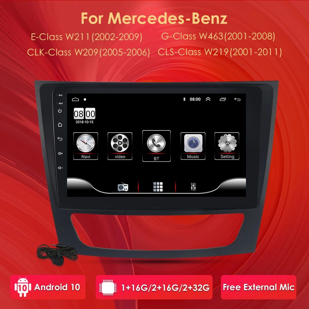 Фото Автомобильный радиоплеер 2 Din Android 10 9 дюймов GPS для Mercedes Benz E class W211 E200 E220 E300 E350 E240 CLS
