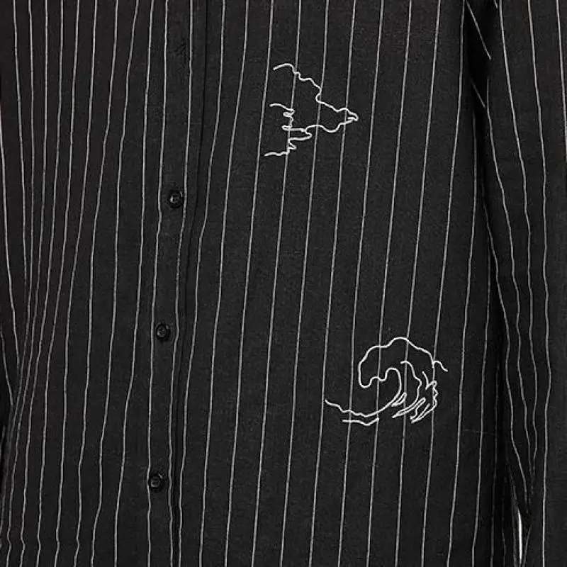 

Plus Size Men's Shirt Striped Loose Fit Casual Shirts O Neck Shirt Men 2021 Spring Tops Autumn Vinatge Streetwear Clothing Men