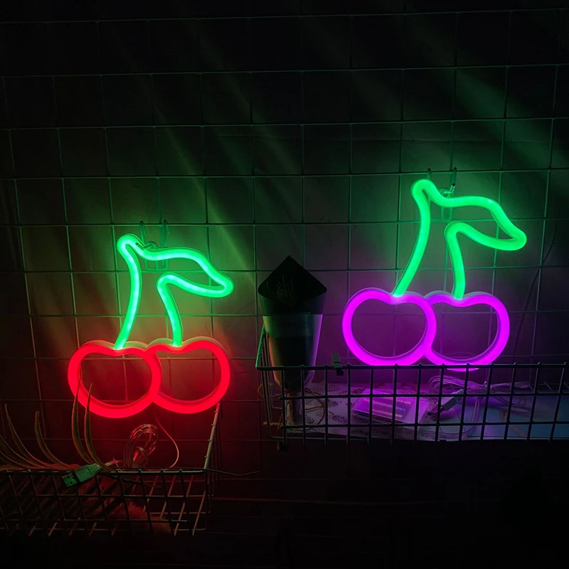 

Cherry Neon Sign for Wall Decor Led Neon Light Wall Sign Hanging Art Light Children Light for Kids' Bedroom lampara led