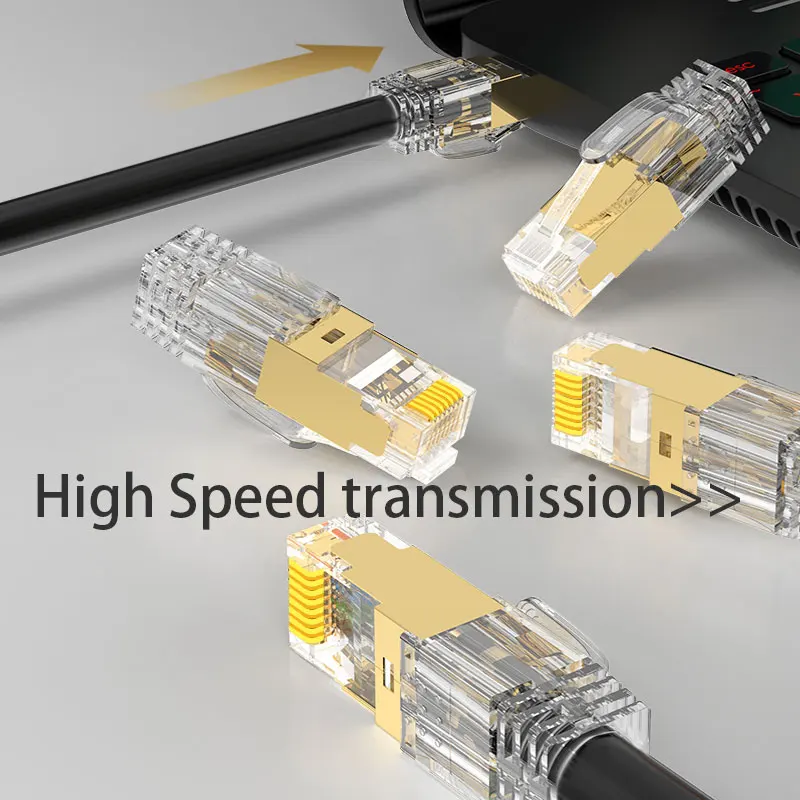 CAT8 RJ45 разъем 8P8C модульный Ethernet-кабель позолоченный FTP-разъем для кабеля Lan |
