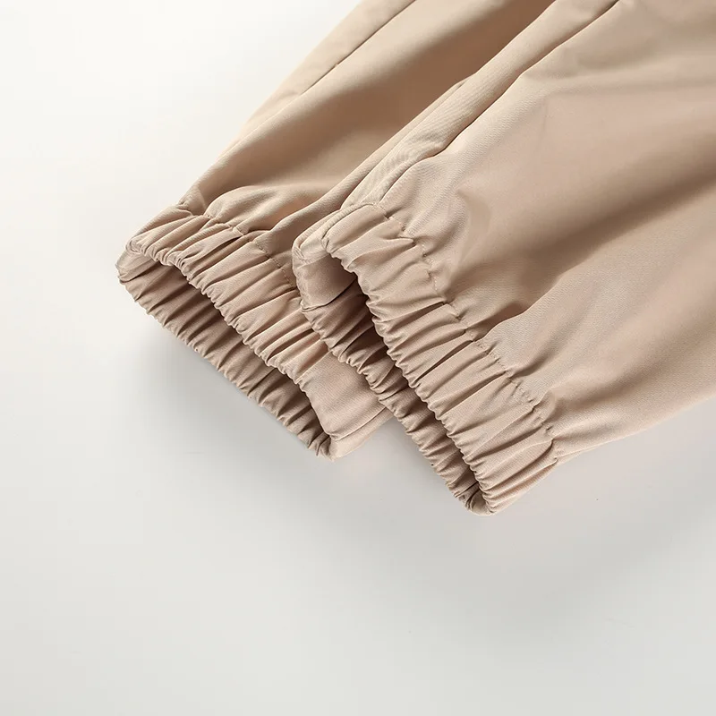 

New Khaki Rompers Summer Womens Jumpsuit Long Elegant Zipper Pockets Sleeveless Adjusted Strap High Waist Cotton Fashion