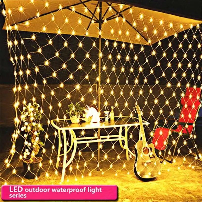

Net LED String Lights 8Modes 1.5x1.5m 3X2M Festival Christmas Decoration New Year Wedding Party Holiday Light Waterproof US EU