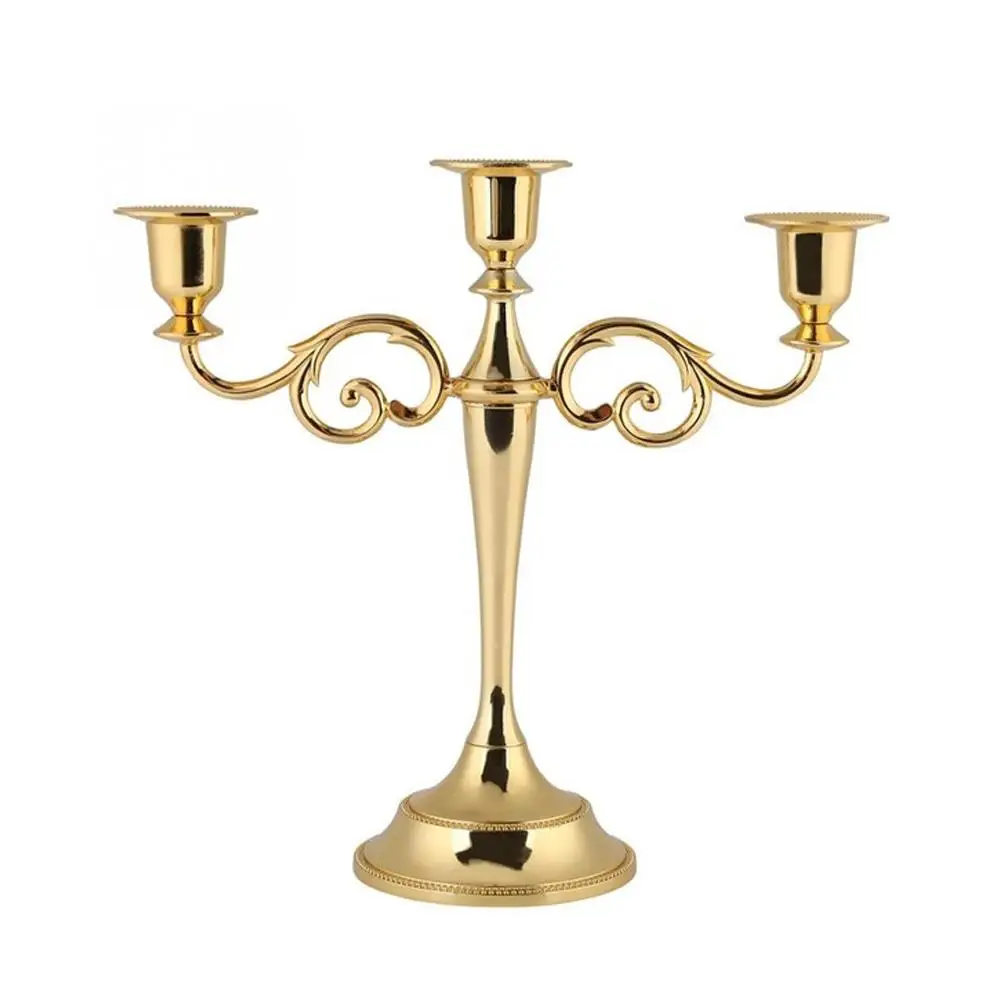 

European Zinc Alloy Candle Holder Three-Headed Candlestick Home Table Decoration Golden Silver Black Bronze Romantic Candelabrum