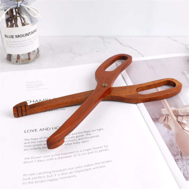 

Eco-friendly Wooden Kitchen Cooking Tongs Salad Steak Bread Cake Clamp Clip BBQ Tool Pastry Clip Scissors Baking Utensil Tools