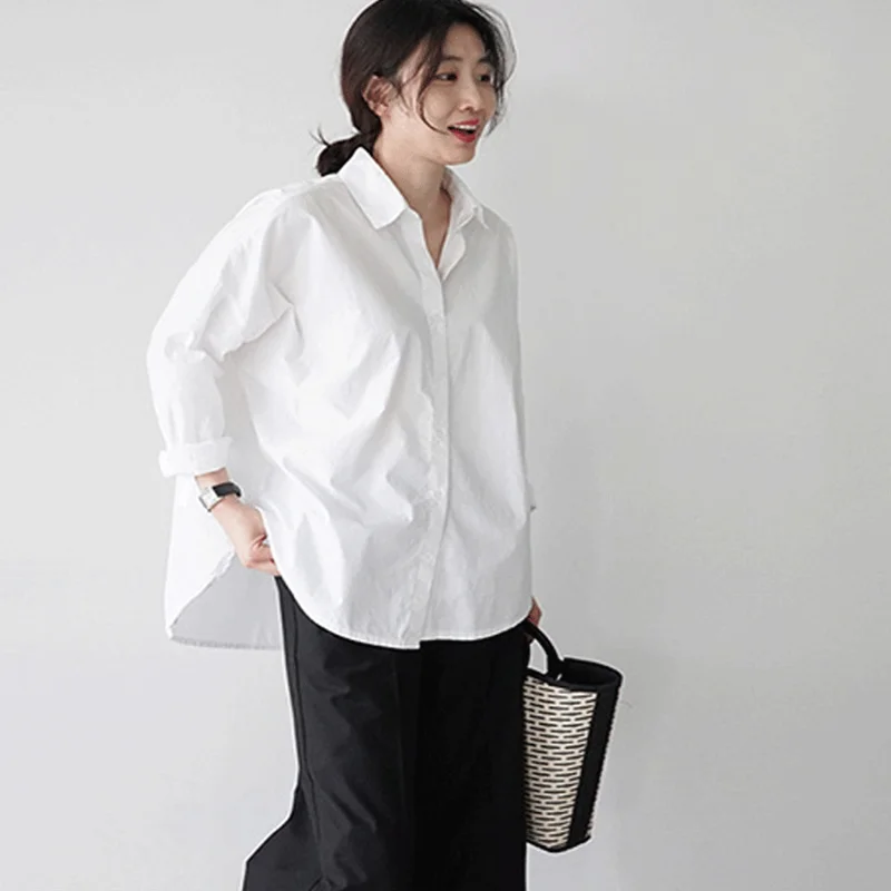 Новые белые рубашки 2021 модная Осенняя Корейская хлопковая блузка рубашка