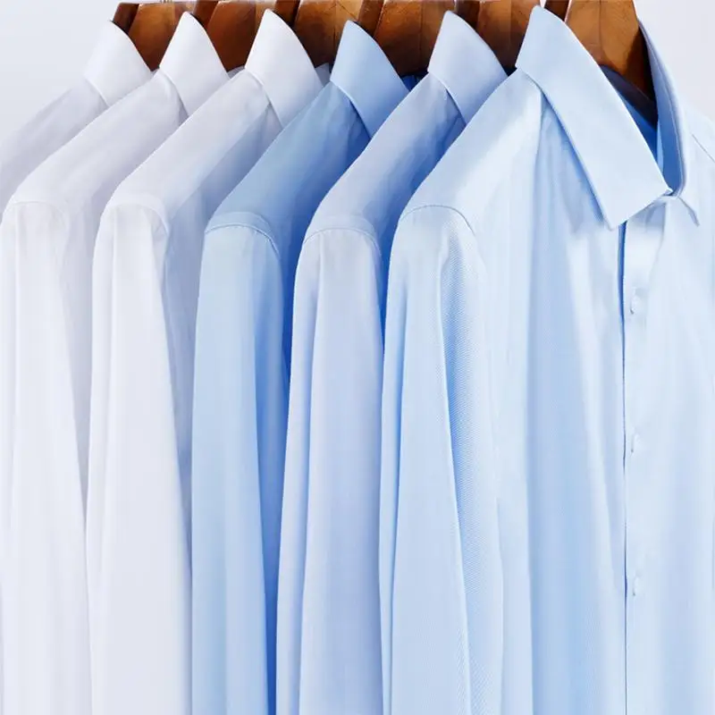 

Men's 100% Cotton Non-iron Long Sleeve Solid Basic Dress Shirt Pocket-less Design Standard-fit Formal Business Classic Shirts