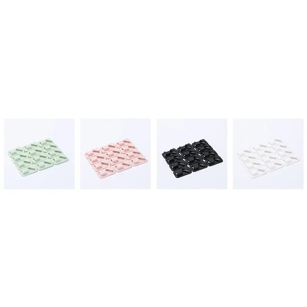 12pcs Universal Wire Tie Self-adhesive Rectangle Cord Management Winder Cable Holder Organizer Mount Clip Clamp |