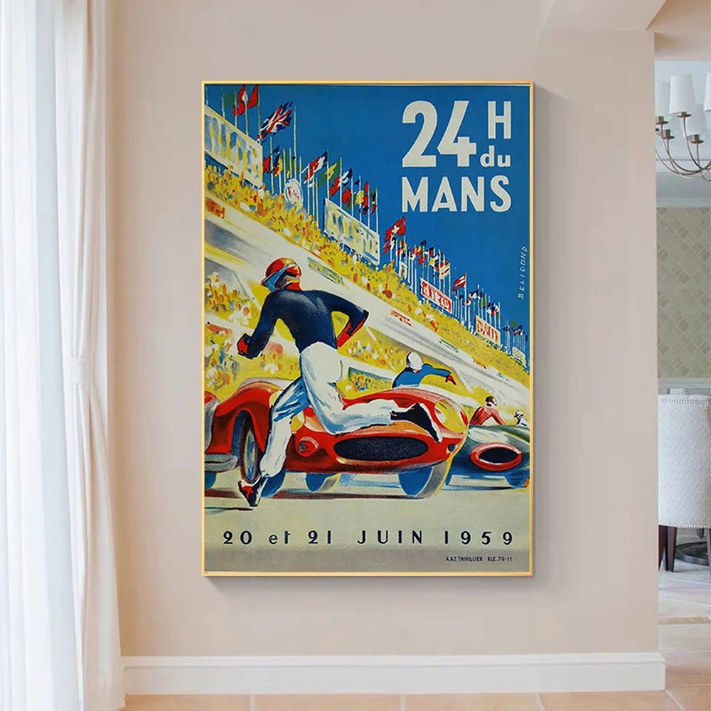 

SP004 Silk Cloth Wall Poster 1959 Le Mans Race Car Vintage Style Auto Racing Art Home Decoration Gift