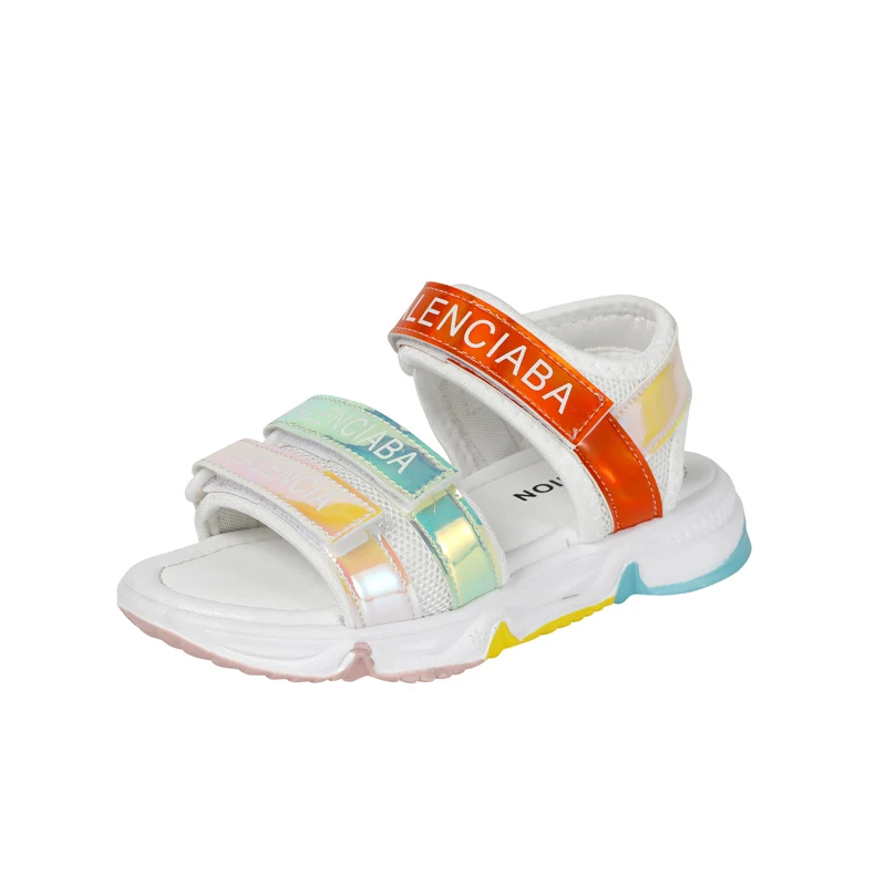 

Rainbow Princess Kids Girls Sandals 2021 Summer Children Toddler Flat Lovely Casual Sweet Sandals School Outdoor Beach Shoes