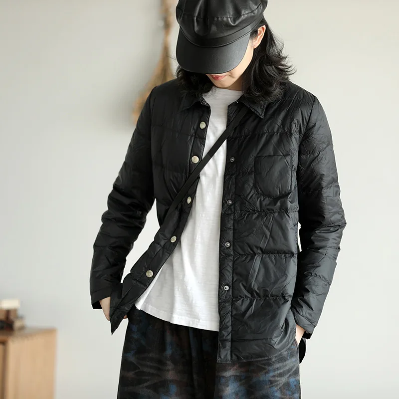 LUZUZI 2022 осенне-зимний женский пуховик с отложным воротником ультра-светильник 90%