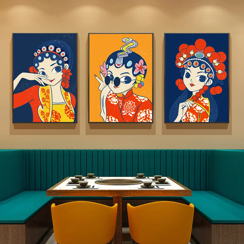 Современный мультяшный Традиционный оперный персонаж Картина на холсте принты и