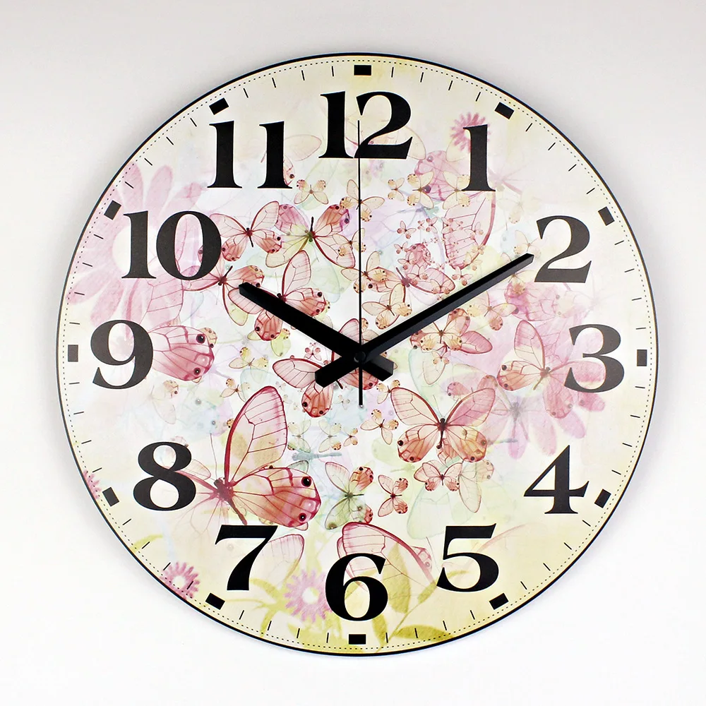 Красивое настенное украшение бабочка часы дома бесшумные настенные современный