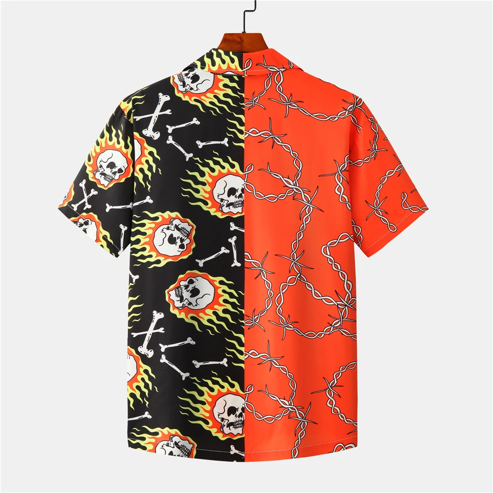 OSCN7 Повседневная Мужская Уличная рубашка с коротким рукавом и принтом 2021