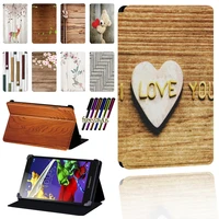 wood pattern case for lenovo tab 2 a7 a8 a10 70 tab 3 tab 4 tablet pu leather foldable scratch resistant case pen