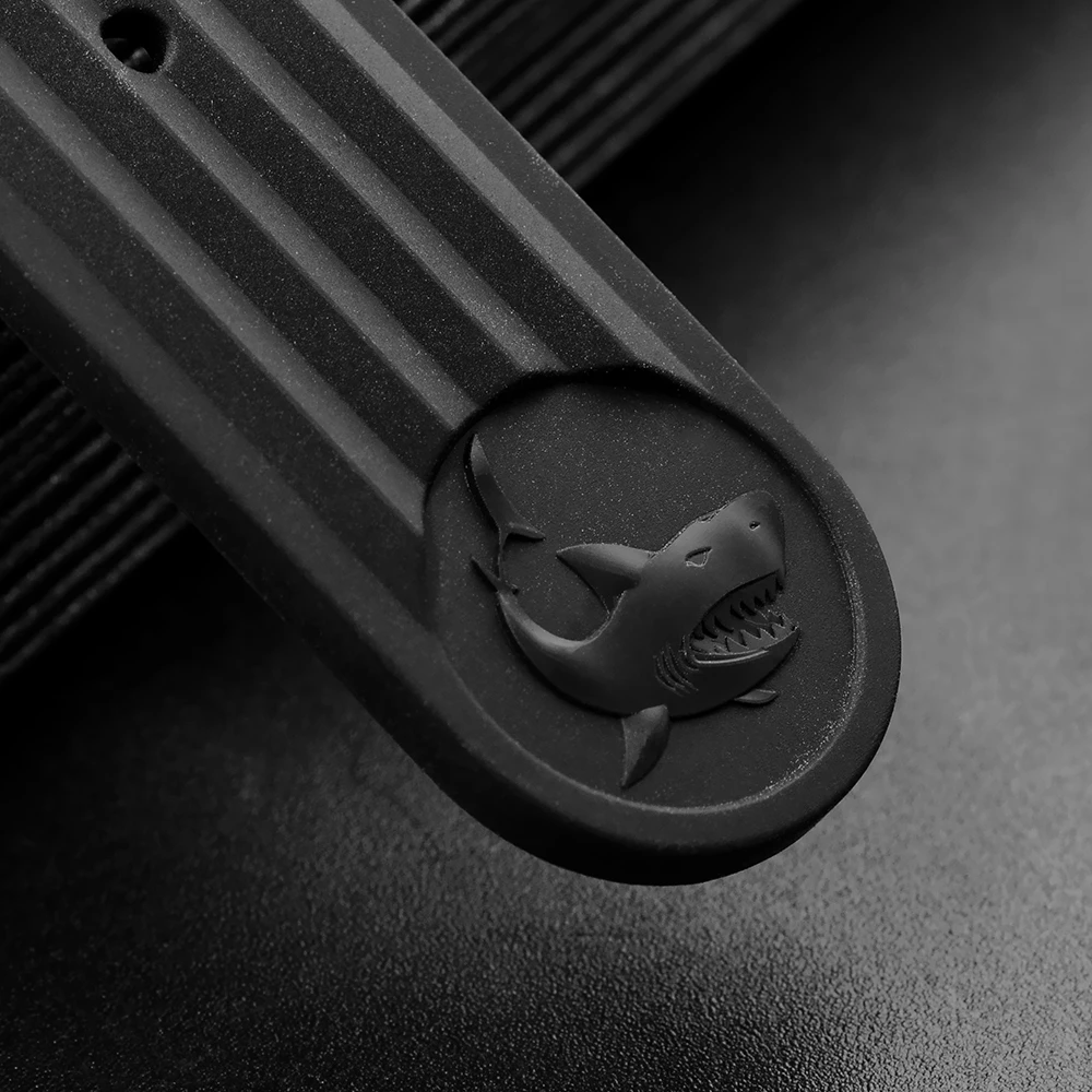 San Martin 20mm Fluororubber Watch Band Waterproof Quick Release Black Watch Strap Waffle Pattern Comfortable Watchbands Durable