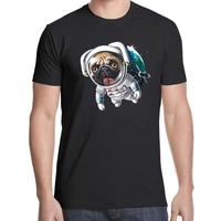 space pug oddity funny puppy in space black t shirt mens round cotton short sleeves fashion tee shirts