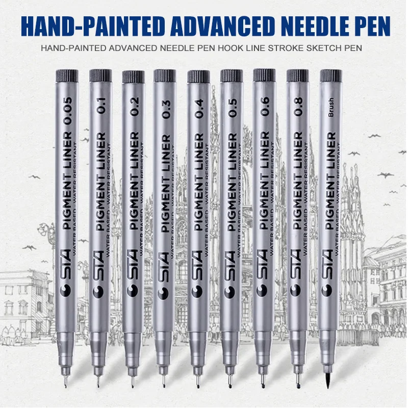 Черный тонкий наконечник эскизная ручка линия рисования комиксов картина в