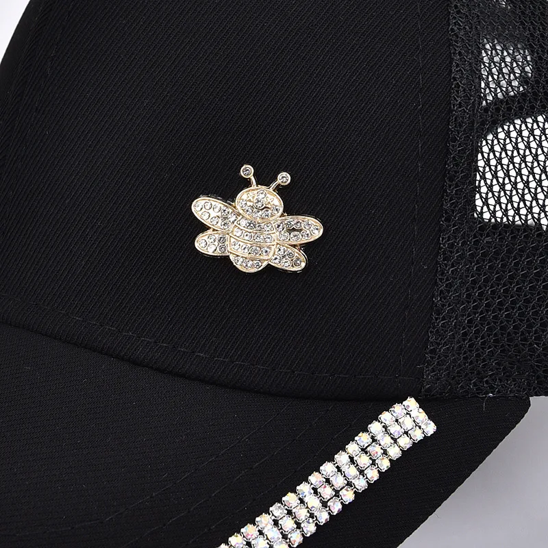 

Bee spring, summer, autumn, outdoor, summer, leisure, sun, sunscreen, baseball cap, men and women, bright diamond mesh baseball