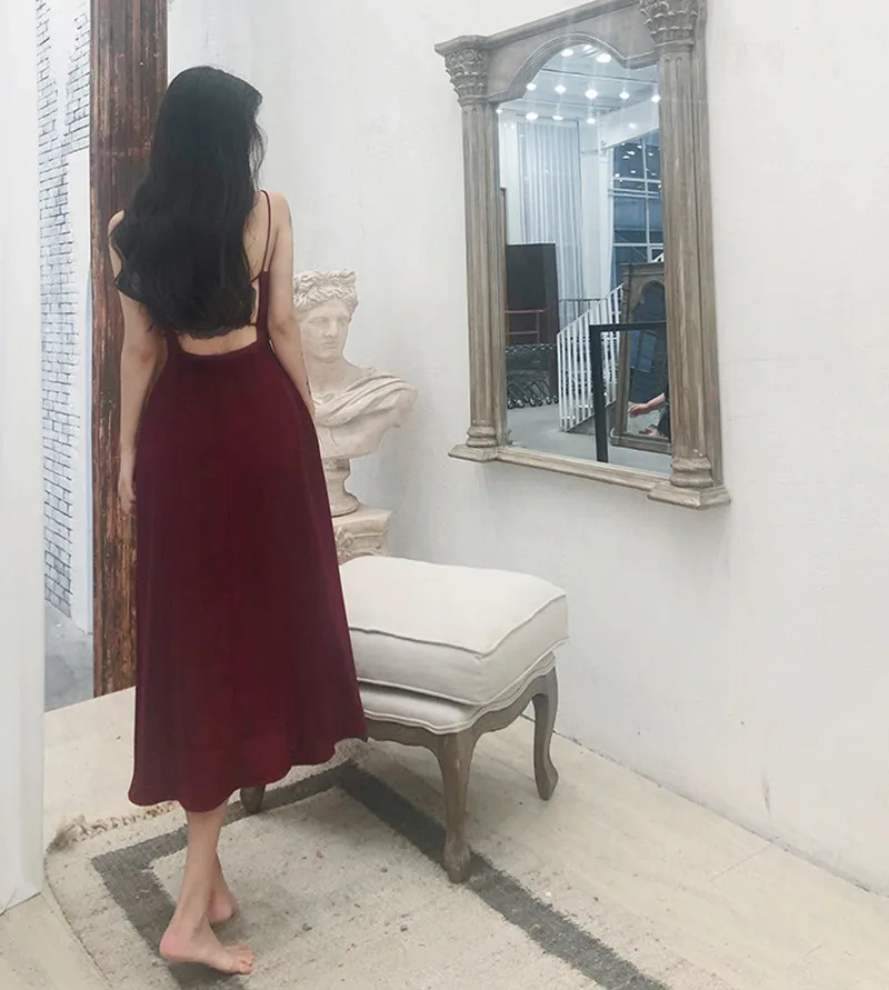 

2021 summer new SLING DRESS fairy super Sen sweet slim egg dress French long skirt