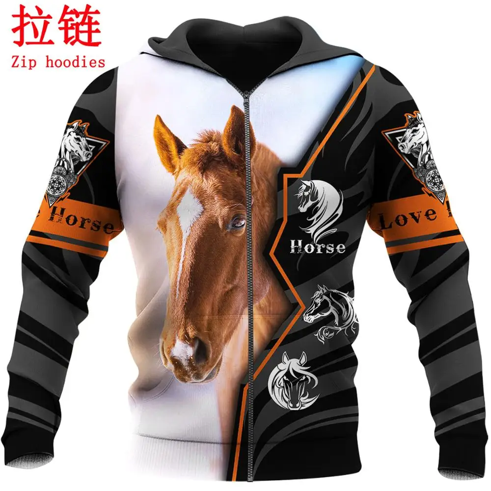 2020 модные толстовки с животными толстовка капюшоном красивым 3D рисунком Love Horse