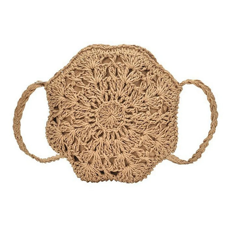 

Fashion Round Straw Crossbody Bags For Women Handmade Rattan Travel Handbags Female Summer Beach Messenger Bag
