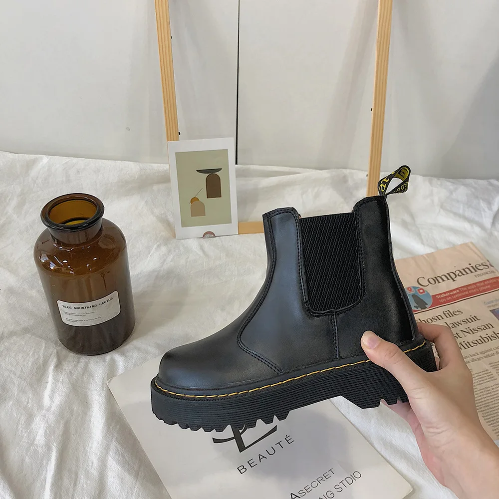 

Women's high boots female British style 2021 new hot sale autumn retro all-match thick-soled increased locomotive boots