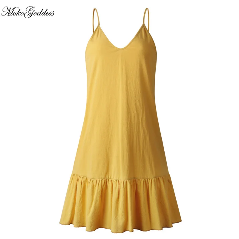 Платье женское летнее хлопковое с v-образным вырезом и оборками | Женская одежда