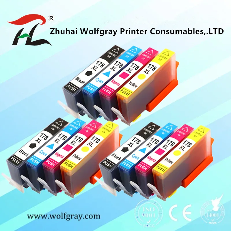 

YI LE CAI 12PK compatible Ink Cartridge for HP 178 for HP178 178XL Photosmart 5510 5515 6510 7510 B109a B109n B110a Printer