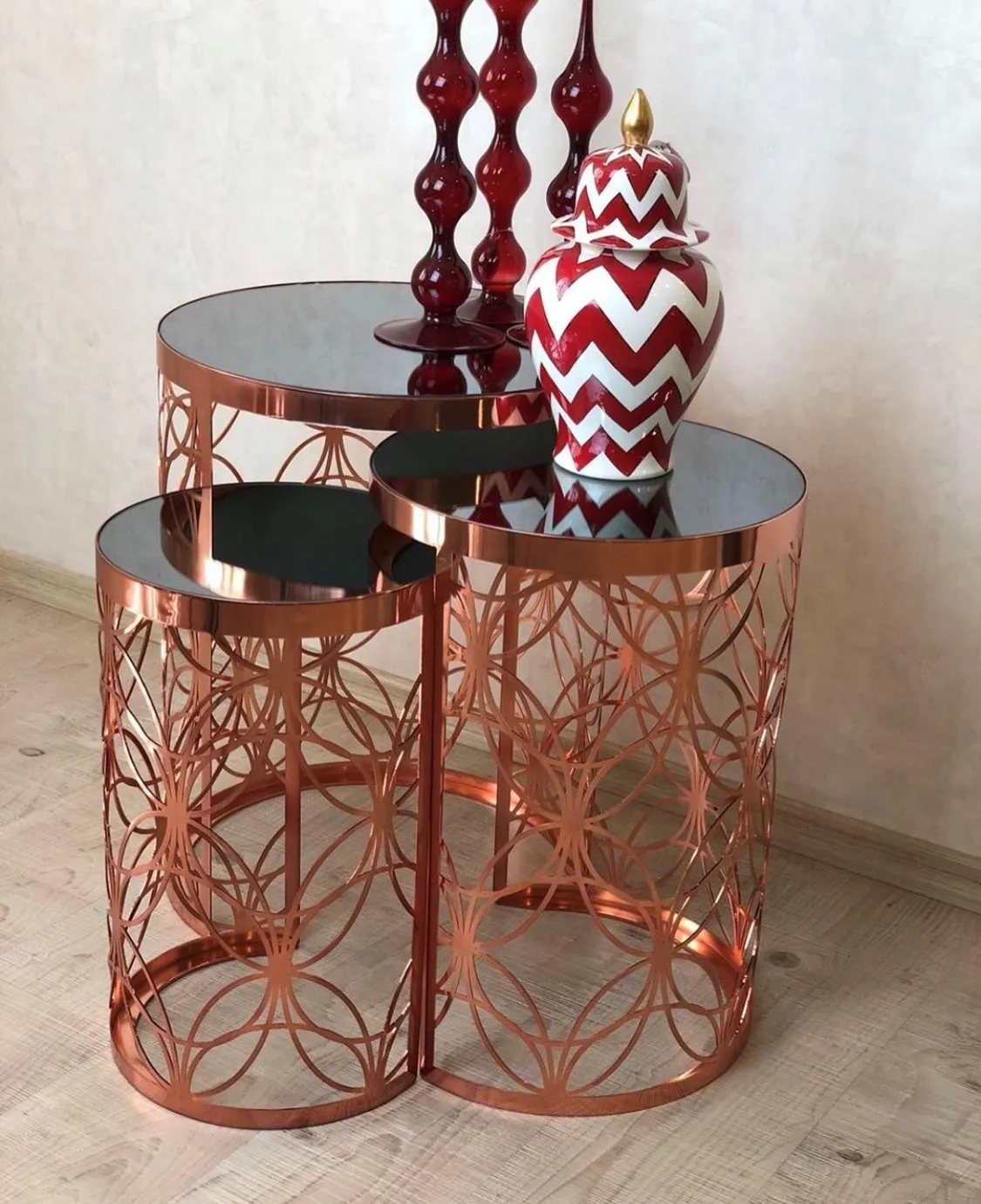 Журнальный столик Zigon из розового золота 3 lu журнальный сделанный в Турции