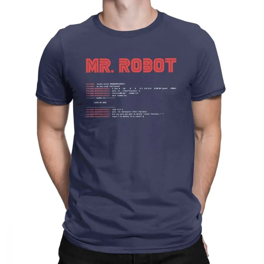 Navy Blue One yona Cool Mr Robot футболка программист футболки разработчик футболки с кодом для мужчин вырез лодочкой хлопок короткий рукав - Цвет: Navy Blue