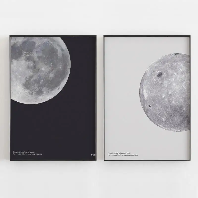 

Moon Planet Nordic Art Poster Black and White Wall Picture Canvas Painting Modern Home Decoration Living Room Bedroom Mural