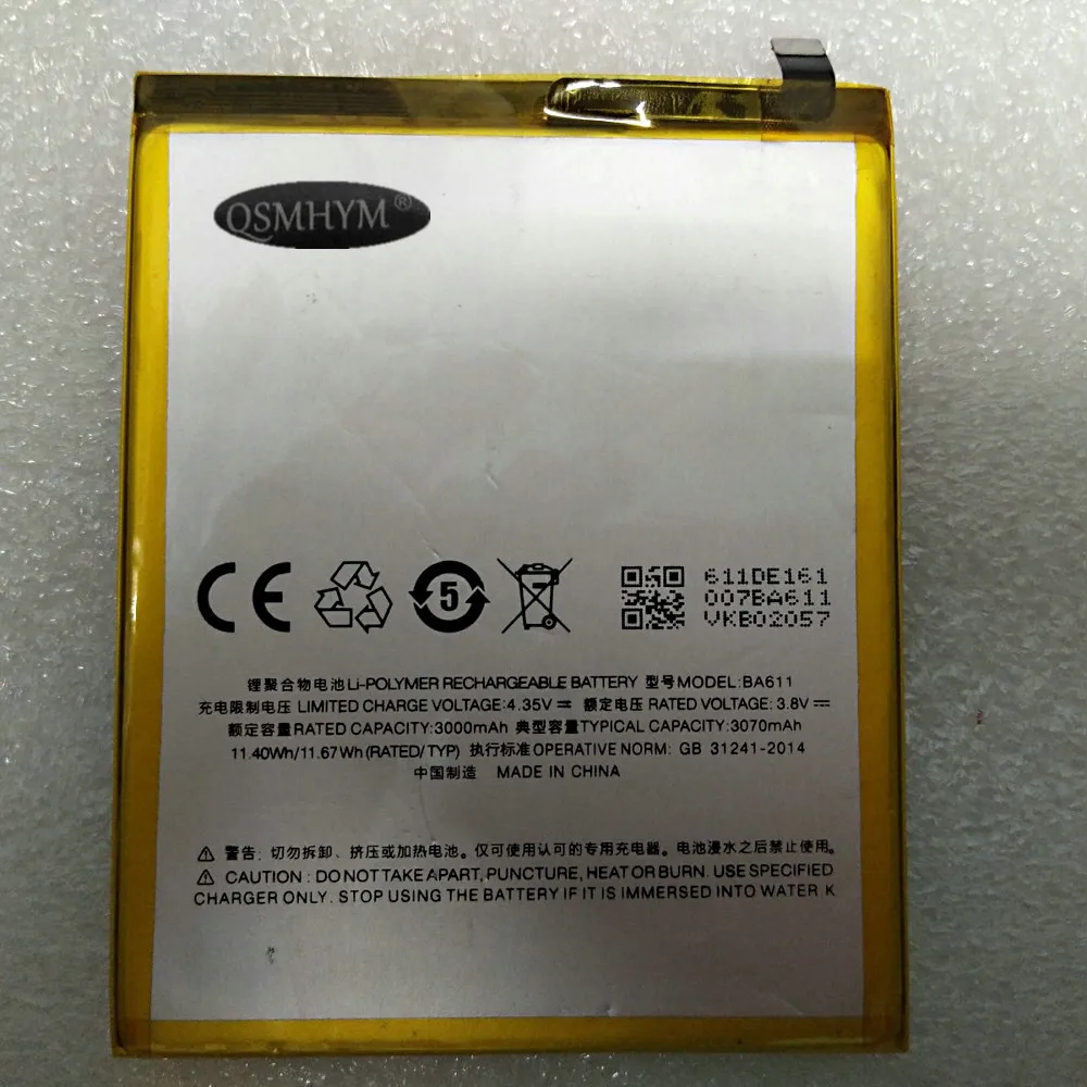QSMHYM абсолютно новый аккумулятор BA611 3070mAh 3 8 V для Meizu M5 No Blue 5 с номером