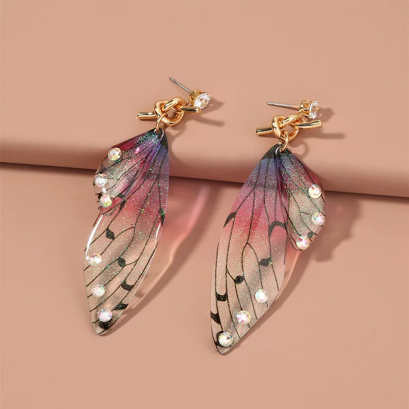 Модные трендовые серьги с крыльями феи 2021 подвесные бабочки и насекомого для