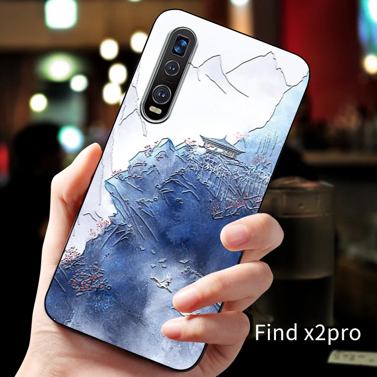 Рельефный винтажный Чехол oppo findx2 в Восточном китайском и японском стиле чехол