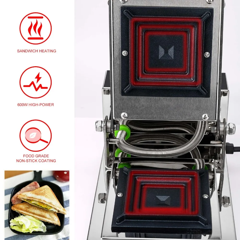 3 Mins Fast Making Sandwich Machine Sandwich Toaster Nonstick Panini Press Fresh Breakfast Sandwich Machine Grill 220V 600W