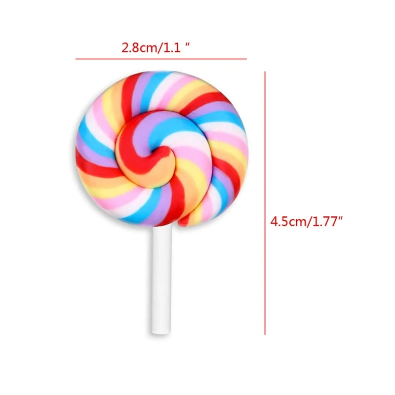 

100Pcs Mixed Colorful Swirl Lollipops Clay Pendant Charms DIY Craft Supplies