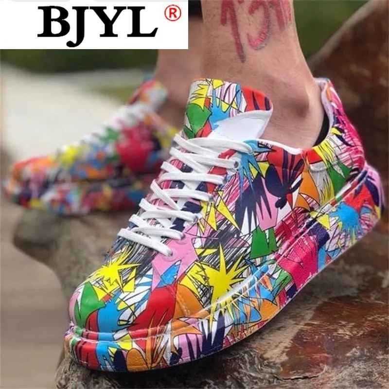 

2021 New Fashion Autumn Sneakers Pu Leather Casual Shoes Platform Women Graffiti Sneakers Women Vulcanized Shoes Zapatos Mujer