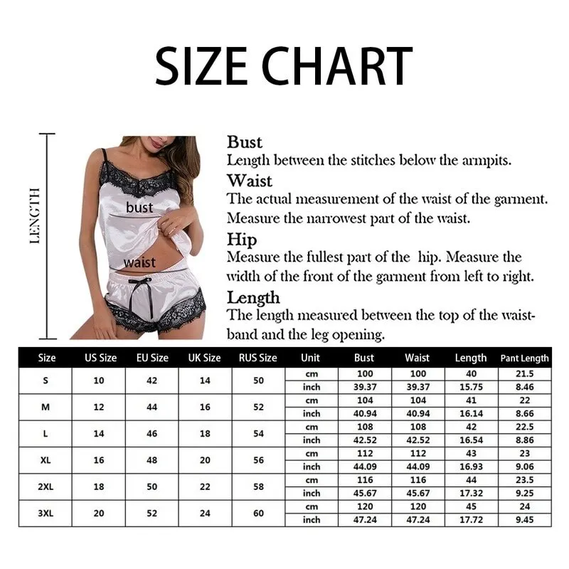 

Oeak Women's Pajamas Set Home Suit Top and Shorts Sexy V-Neck Sleeveless Satin Lace Sleepwear Pijama Clothes for Women