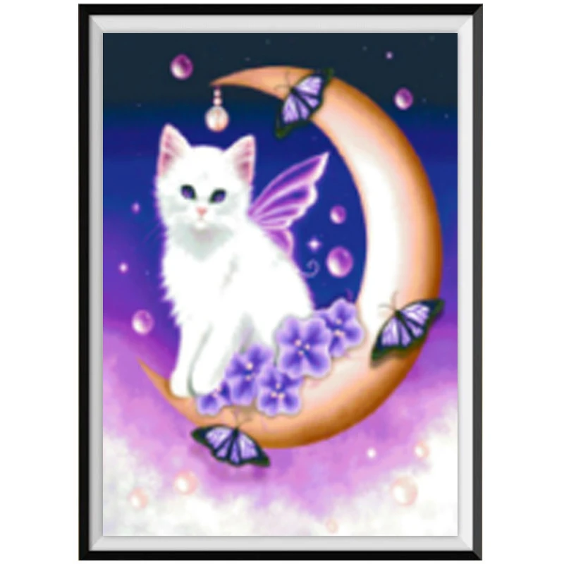 

Алмазная живопись 5d «сделай сам», мозаика с изображением животных, кошки, имитация вышивки крестиком, домашнее украшение, настенная наклейк...