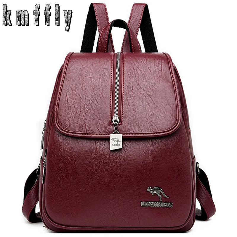 Kmffly женский кожаный рюкзак высокого качества Рюкзак кенгуру Sac Dos Femme женские